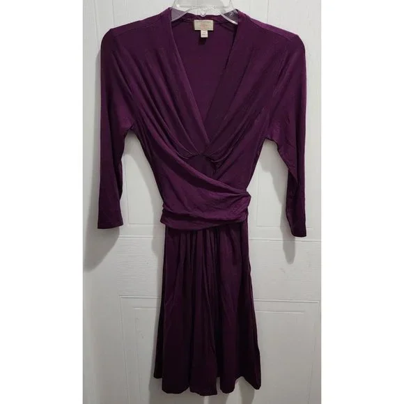 fitted lace wedding dress Purple Sequined Wrap Over 3/4 Sleeve Gown